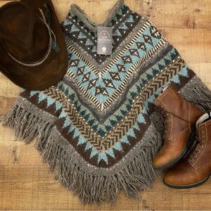 Hand Knit Warm Wool Poncho by Lost Horizons